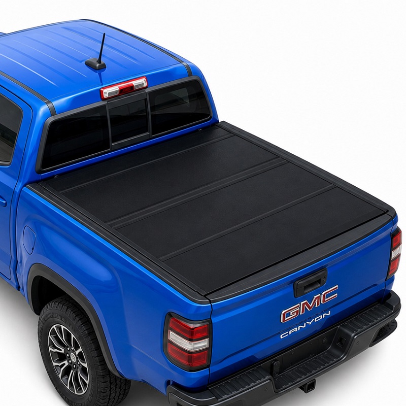 GMC Canyon အတွက် Low Profile Hard Quad-Fold Tonneau အဖုံး